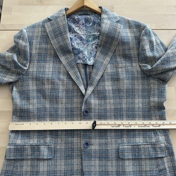 Robert Graham Sport Coat Mens 46R Wool Silk Plaid Slim Fit Blazer Jacket Preppy - Picture 16 of 16